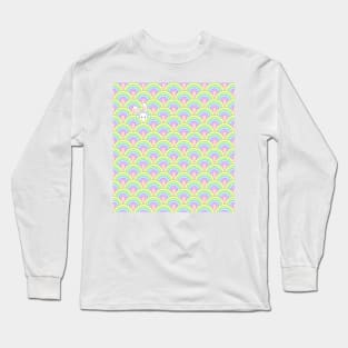 Rainbow Wave Pattern With Peekaboo Bunny Long Sleeve T-Shirt